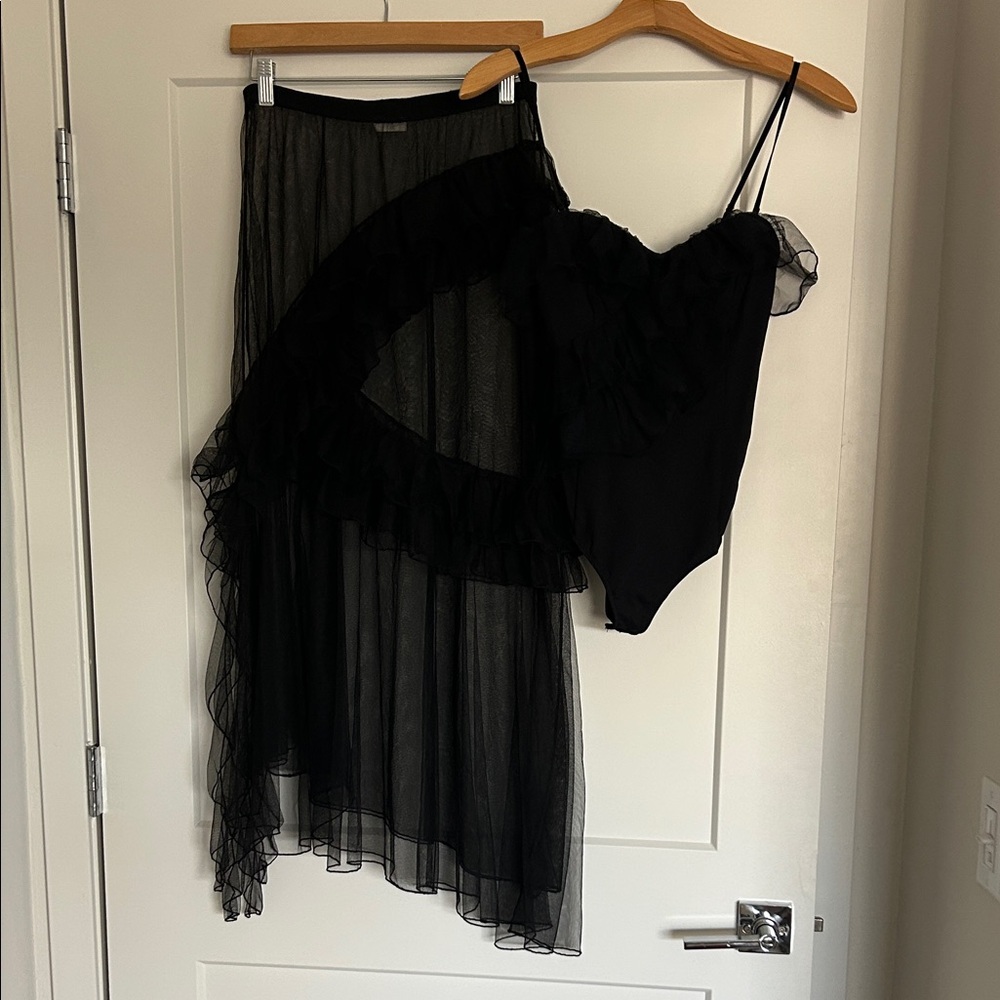 FREE PEOPLE INTIMATELY 2-PIECE MESH SKIRT BODYSUIT SET SIZE XS NWOT
